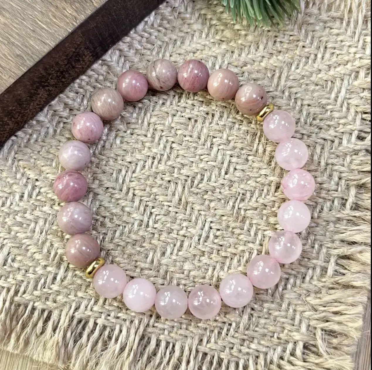 Bracelet Amour et Douceur – Quartz Rose et Rhodonite