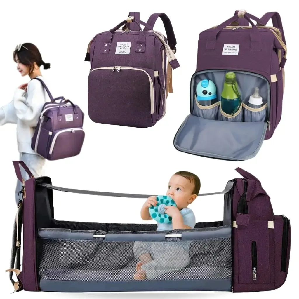 Sac à Dos à Langer 3-en-1 Convertible en Berceau Pliable