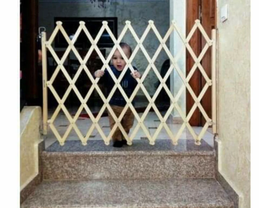 Barrière de Sécurité Pliable et Extensible en Bois pour Bébé