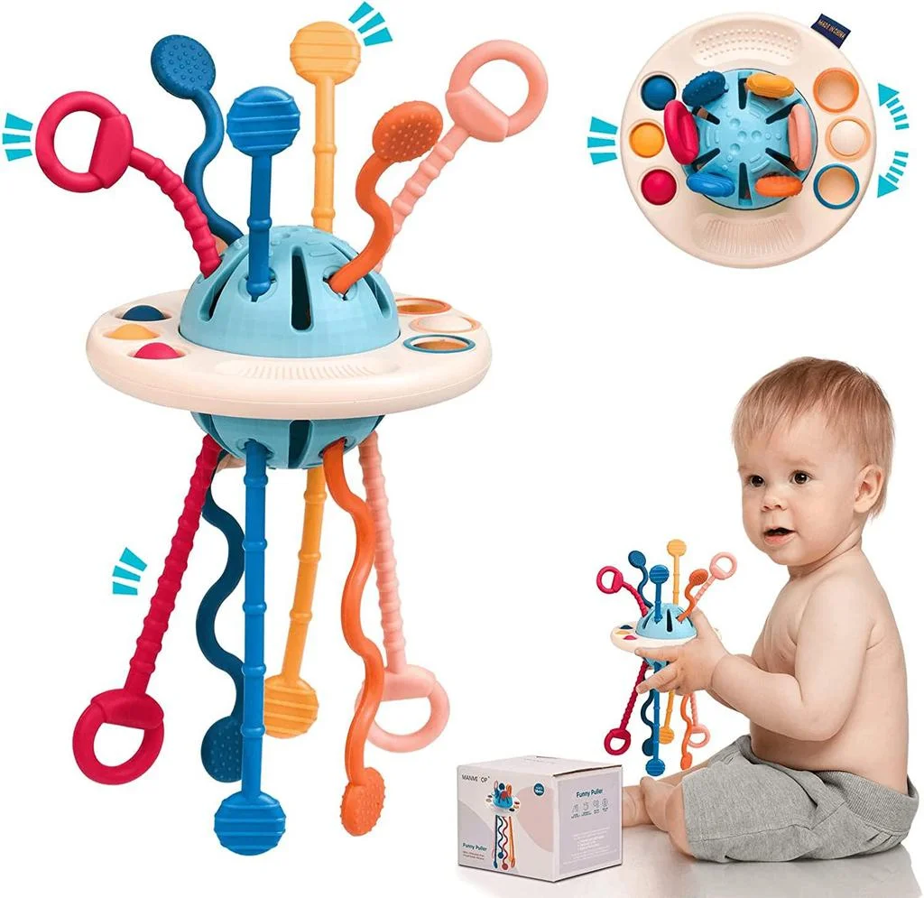 Jouet Sensoriel Montessori 4-en-1 pour Bébé - Funny Puller