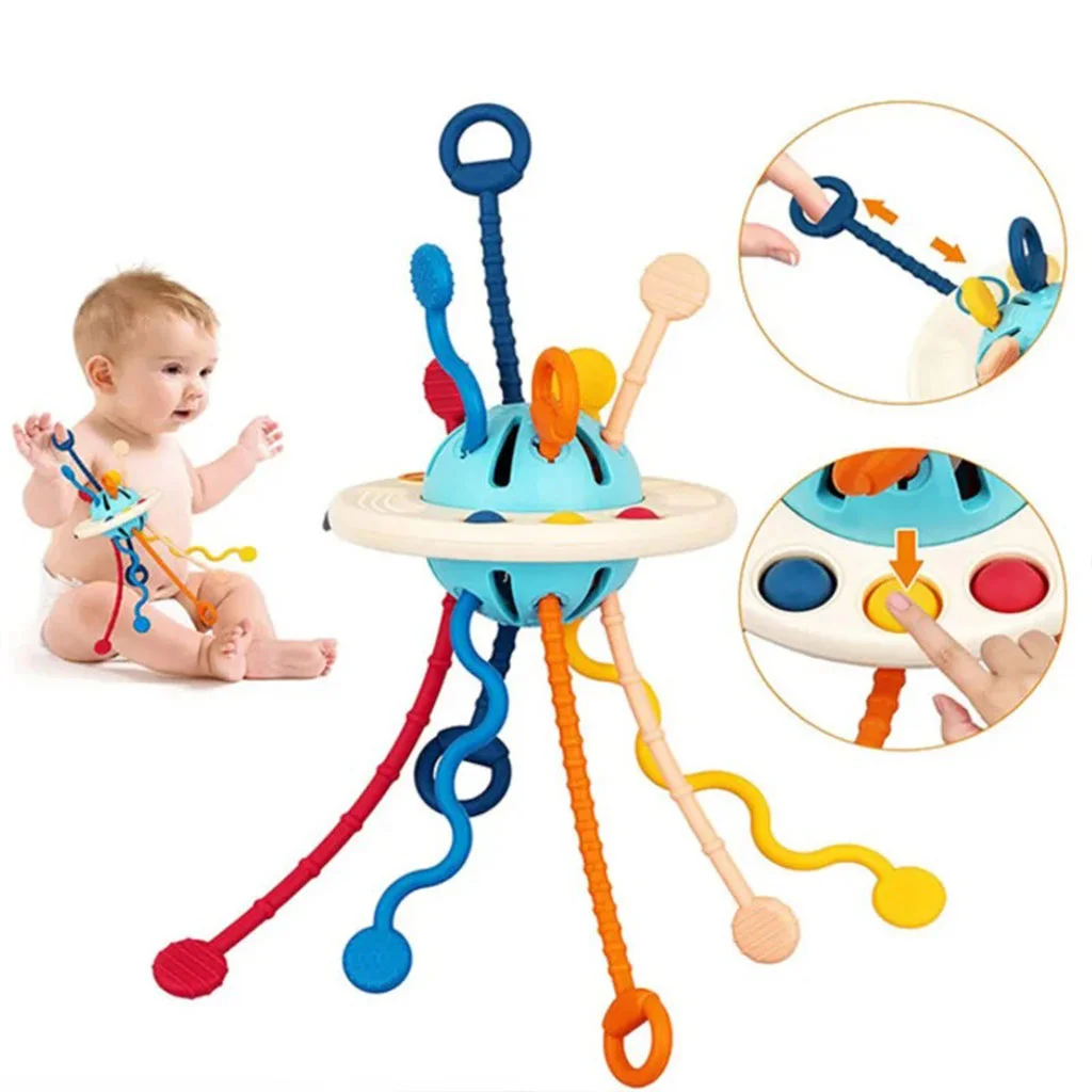Jouet Sensoriel Montessori 4-en-1 pour Bébé - Funny Puller