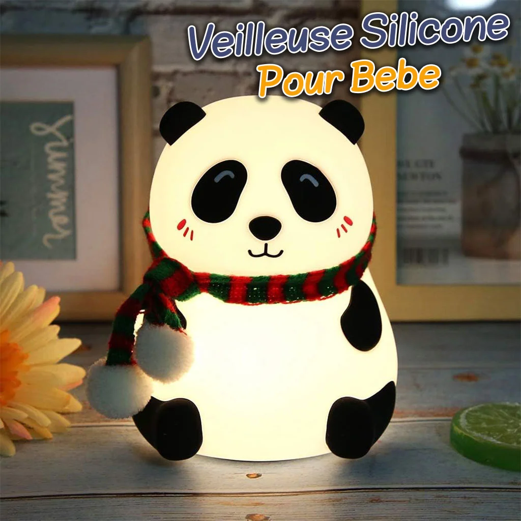 Veilleuse Panda en Silicone Rechargeable pour Bébé - 7 Couleurs LED