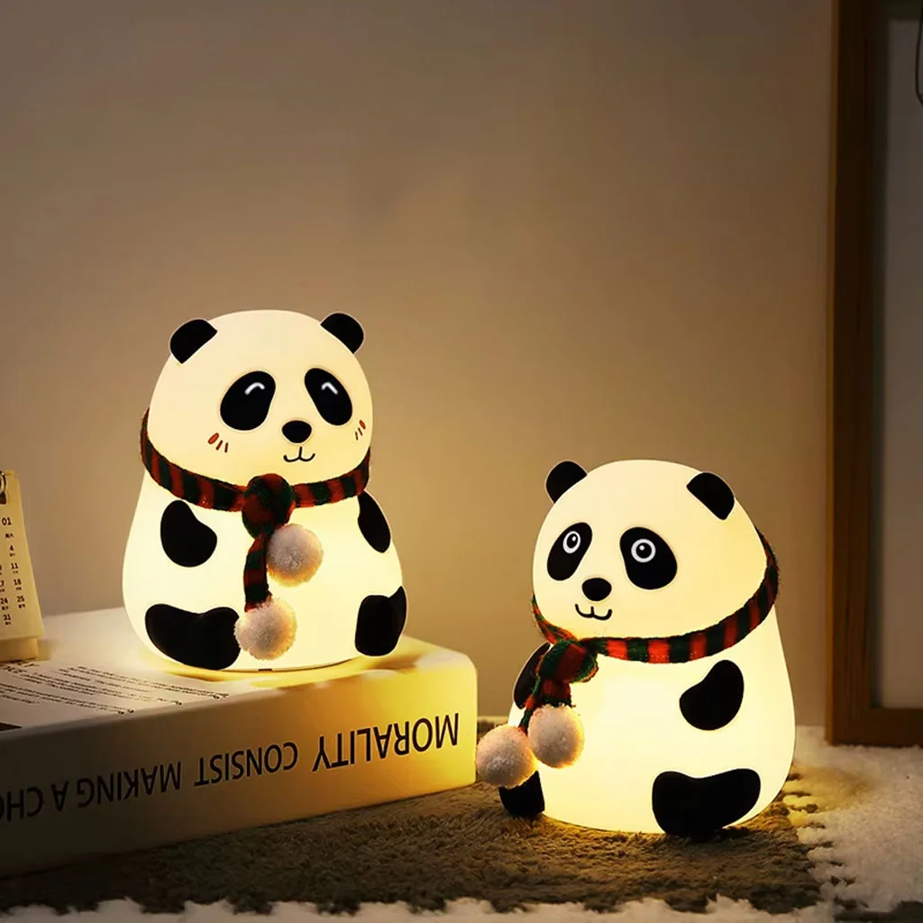 Veilleuse Panda en Silicone Rechargeable pour Bébé - 7 Couleurs LED