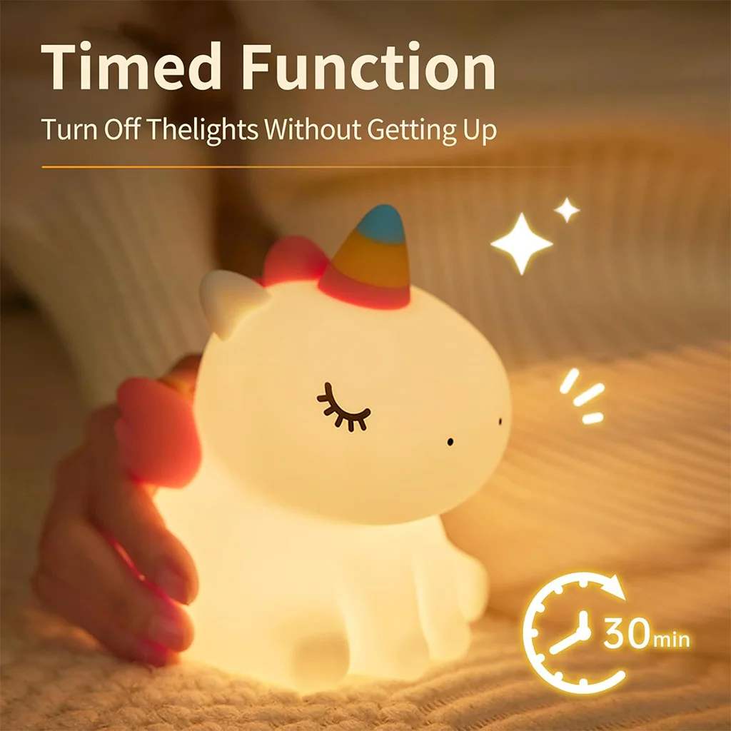 Veilleuse Licorne en Silicone Rechargeable pour Enfant