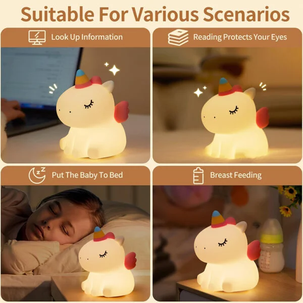 Veilleuse Licorne en Silicone Rechargeable pour Enfant
