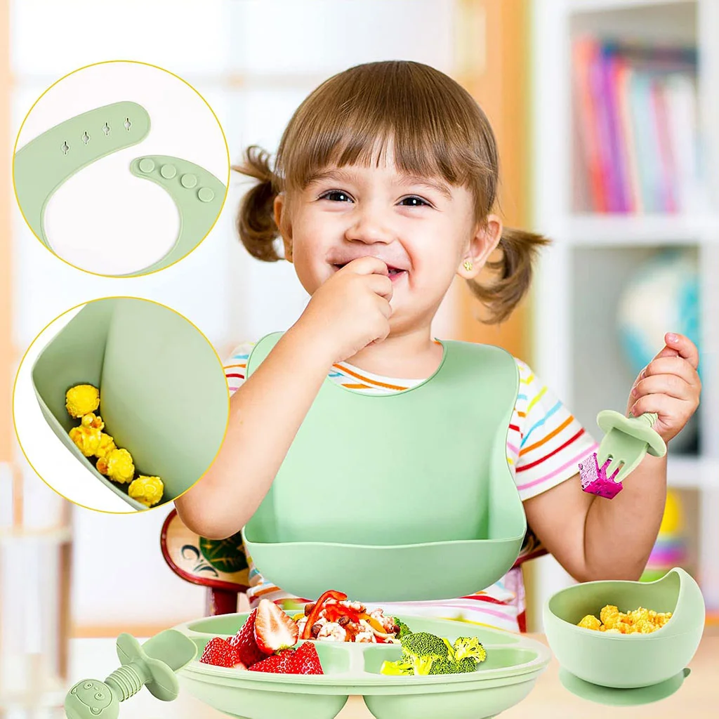 Lot de 6 Accessoires d'Alimentation en Silicone pour Bébé - Set Complet