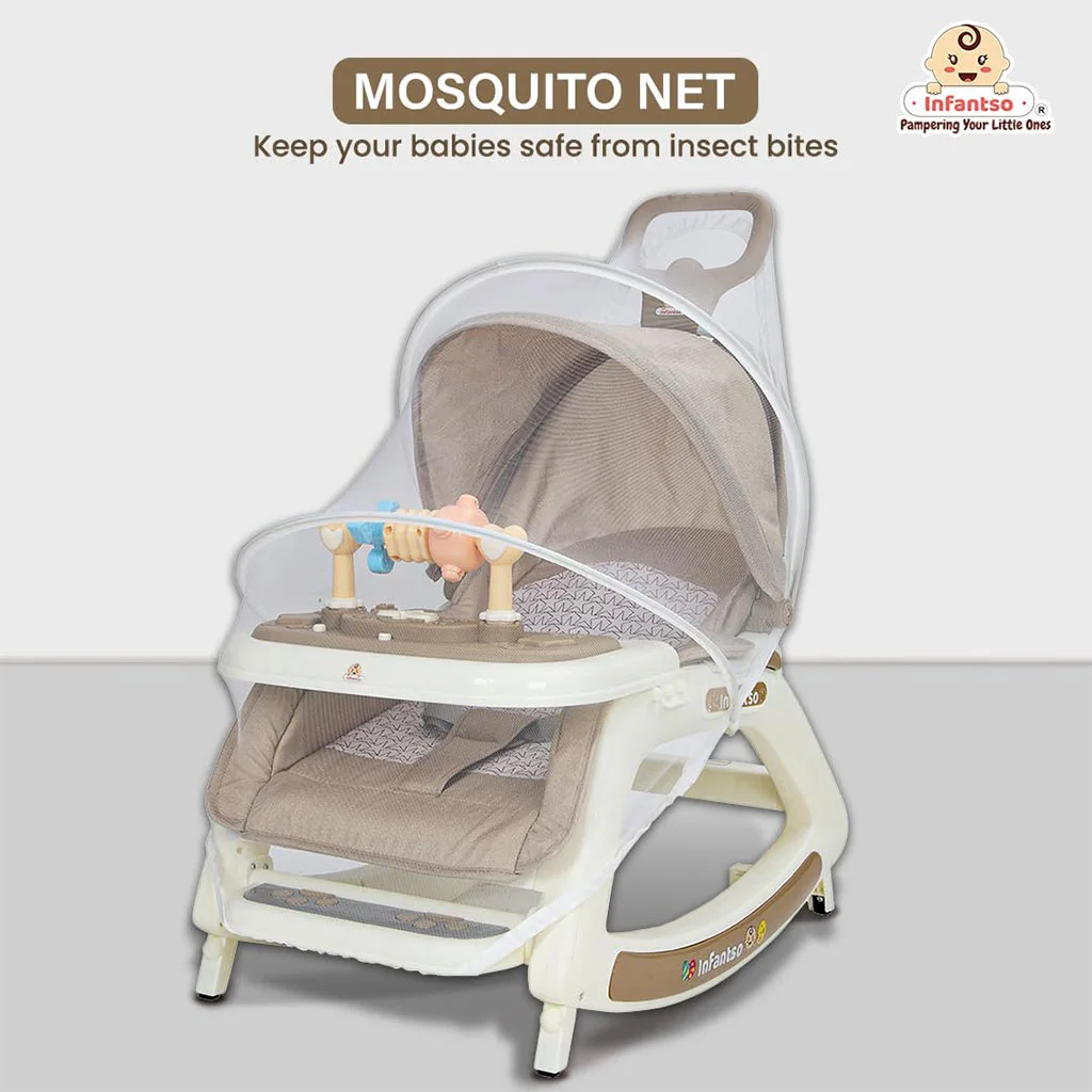 Chaise à Bascule Bébé 5-en-1 Multifonction avec Poignée Parentale