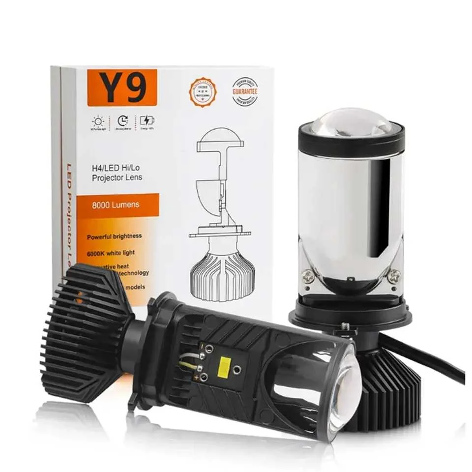 Mini Projecteur LED H4 Y9 Haute Performance - Pack de 2
