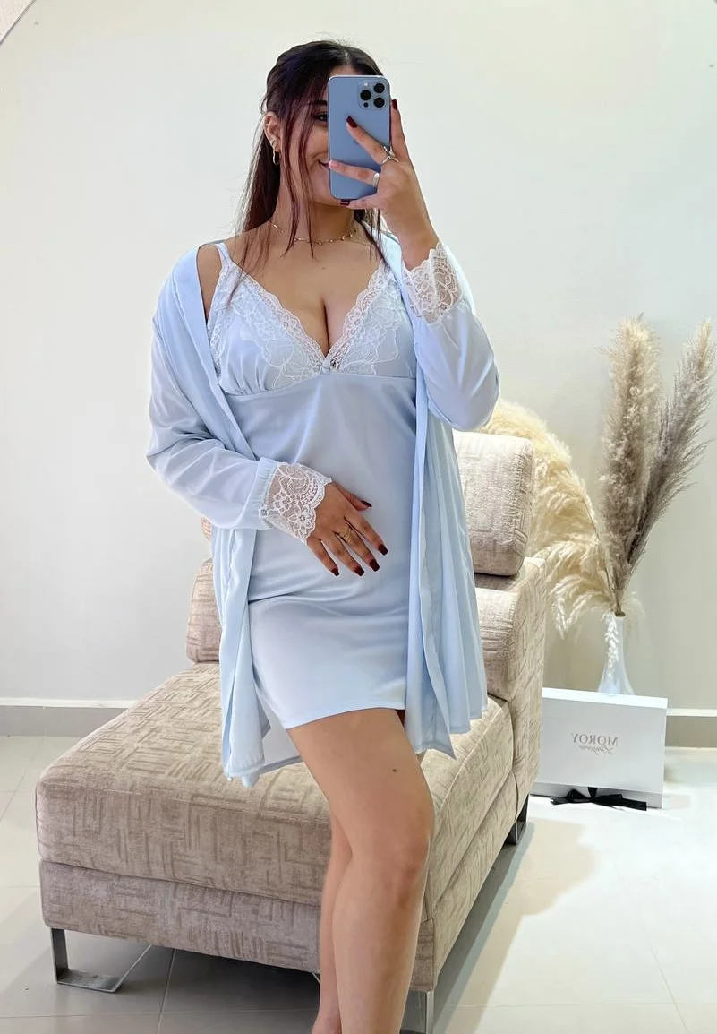 Ensemble Déshabillé Silk en Soie - Nuisette & Kimono de Luxe