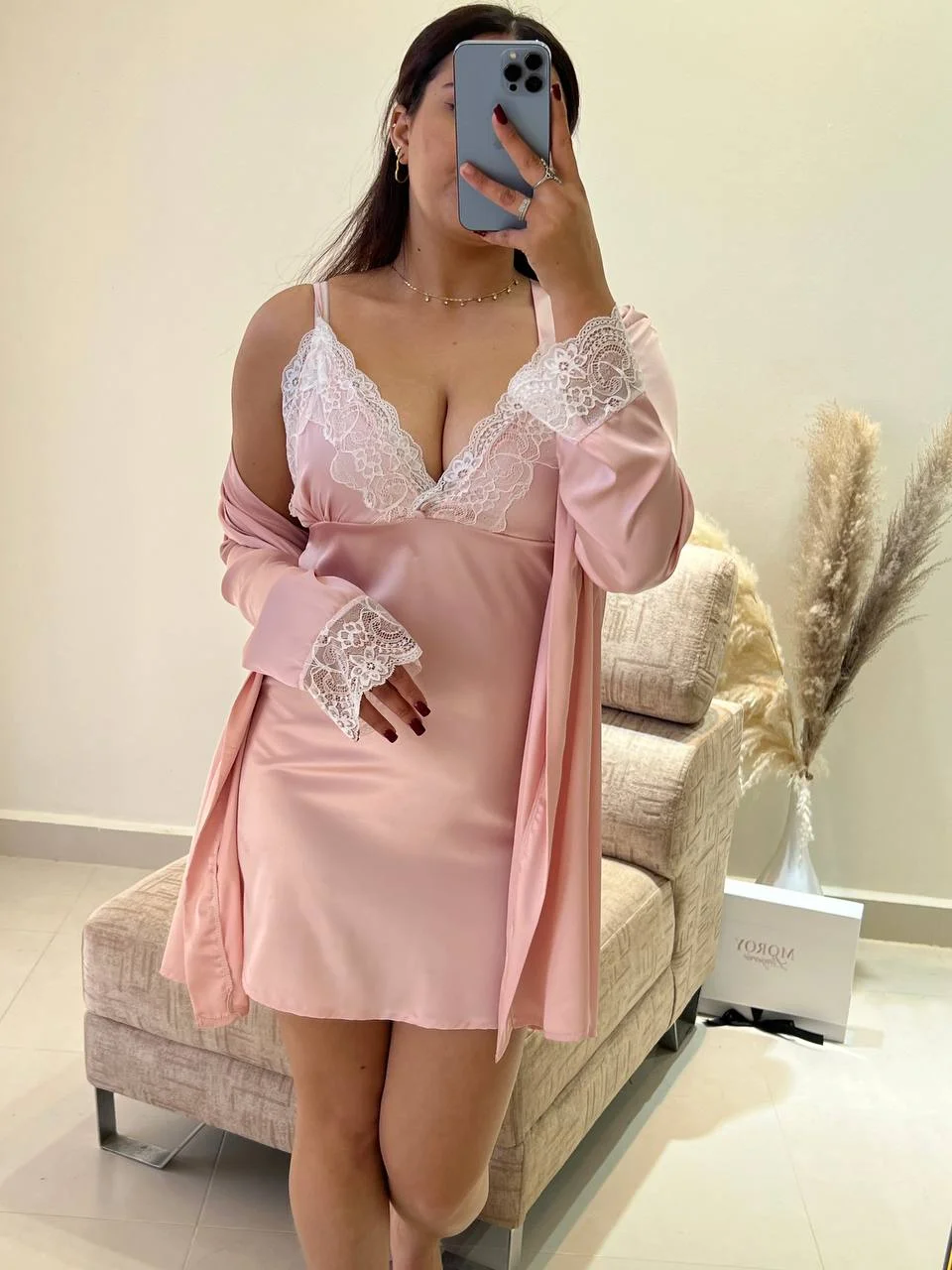 Ensemble Déshabillé Silk en Soie - Nuisette & Kimono de Luxe