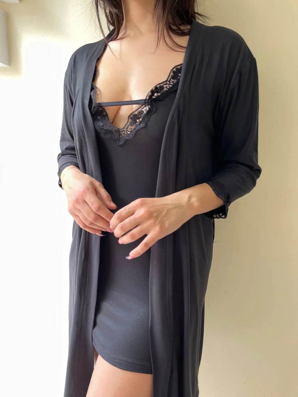 Ensemble Nuisette et Kimono en Lycra Soft - Moroy Lingerie