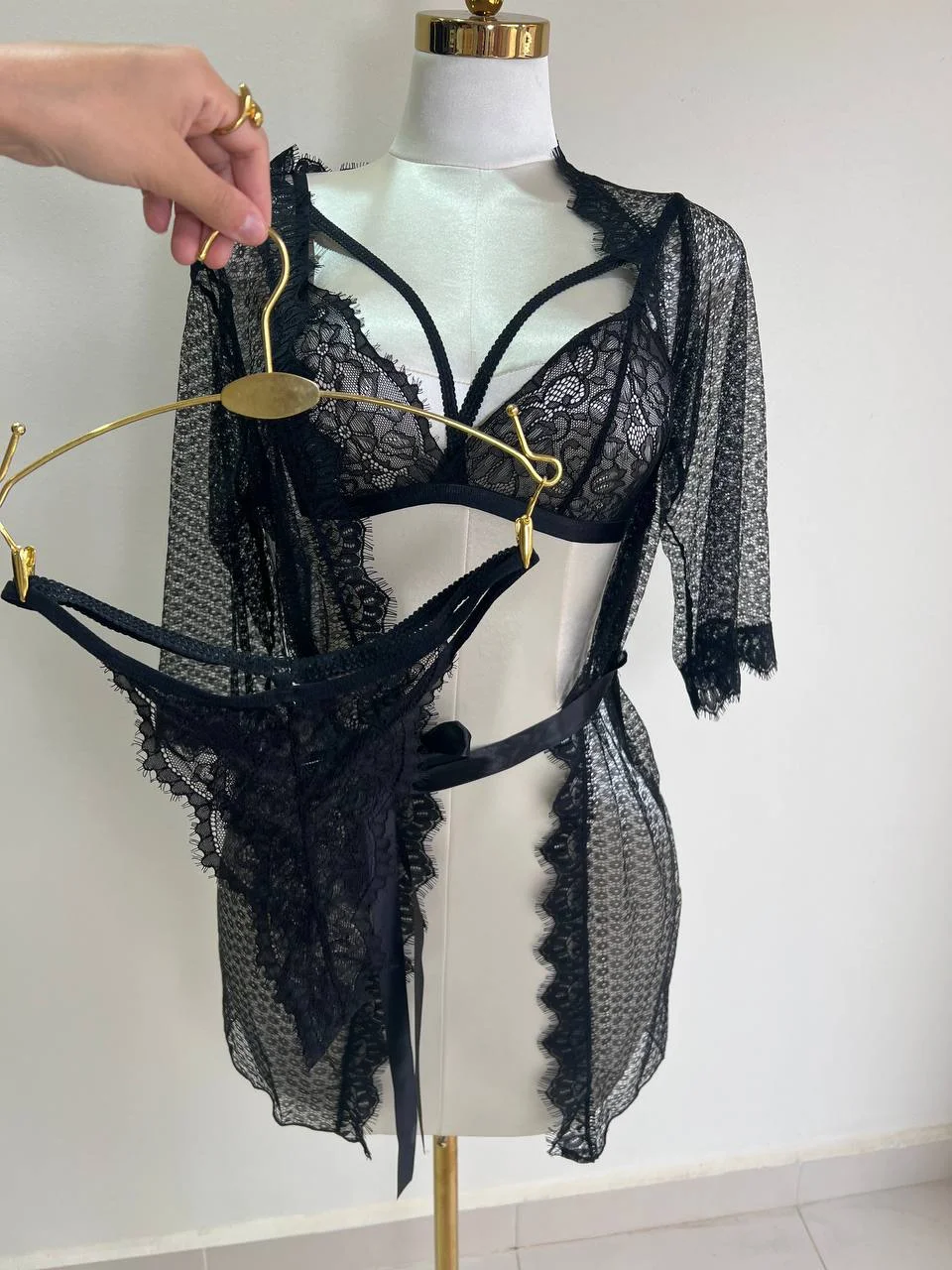 Ensemble Lingerie 3 Pièces Taly - Kimono, Soutien-gorge & String