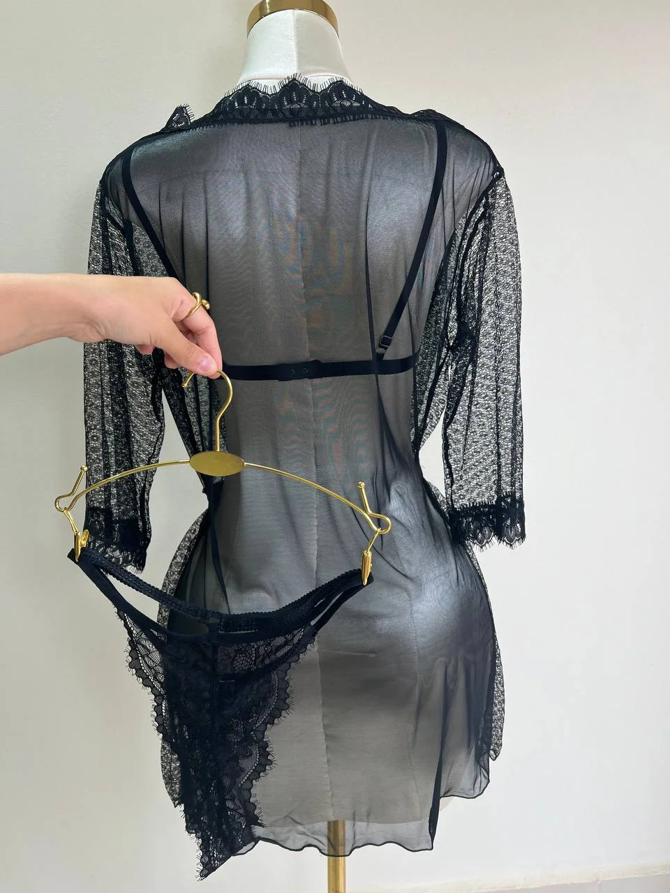 Ensemble Lingerie 3 Pièces Taly - Kimono, Soutien-gorge & String