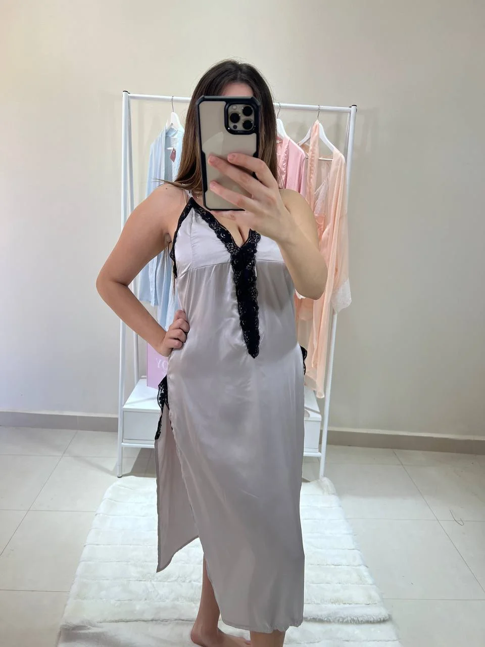 Nuisette Longue en Soie et Dentelle Délicate - Moroy Lingerie