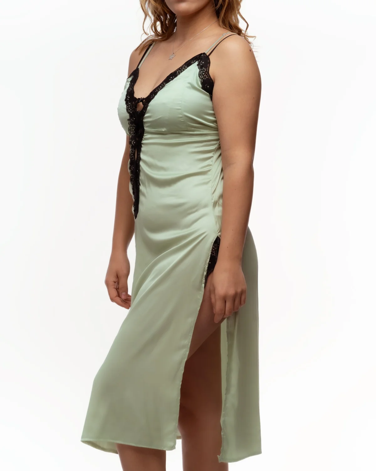 Nuisette Longue en Soie et Dentelle Délicate - Moroy Lingerie