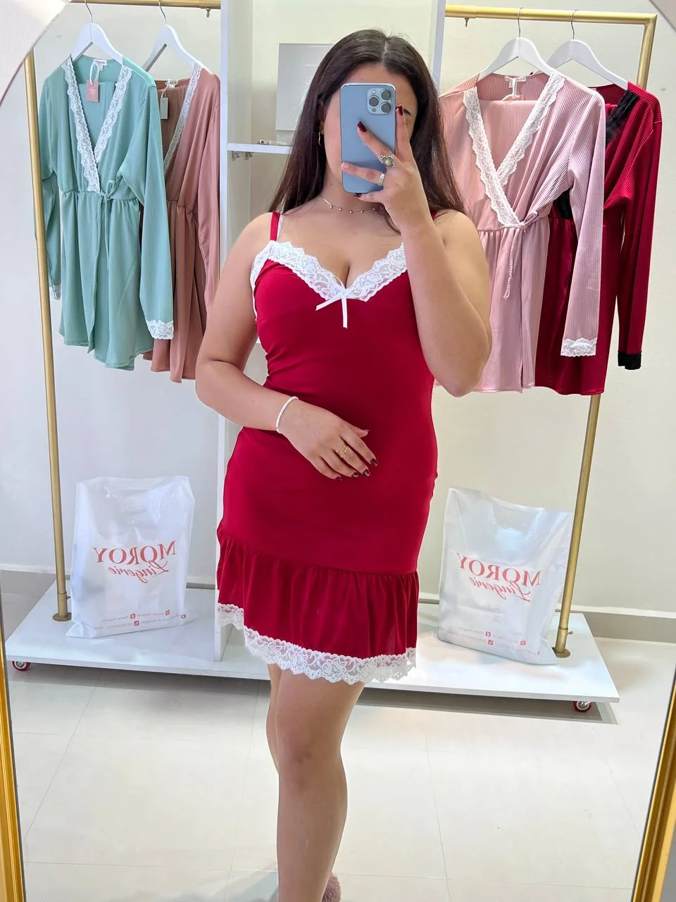 Nuisette Roja en Coton Lycra et Dentelle