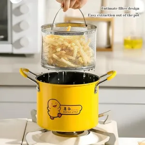 Mini Friteuse En Acier Inoxyd 2L Avec Couvercle Et Filtre À Huile