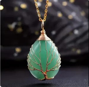 Collier “Arbre d’Émeraude” en Aventurine Verte