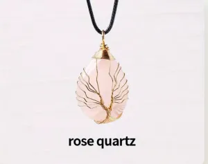 Collier “Arbre d’Amour” en Quartz Rose