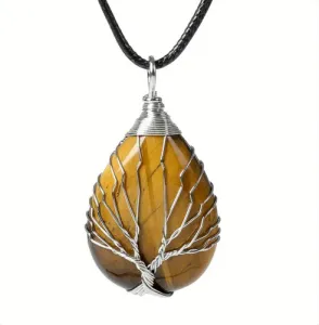 Collier “Arbre de Courage” en Œil de Tigre